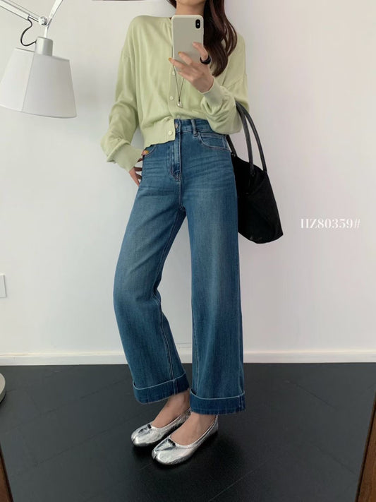 Kelly Designs Navy Fall Straight Jeans(Instock)