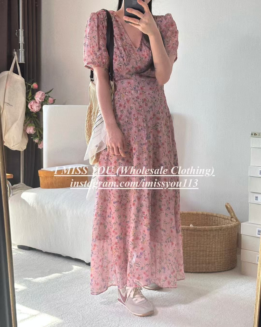 Korean APM Collection I Miss You Pink Flower Dress (Instock)