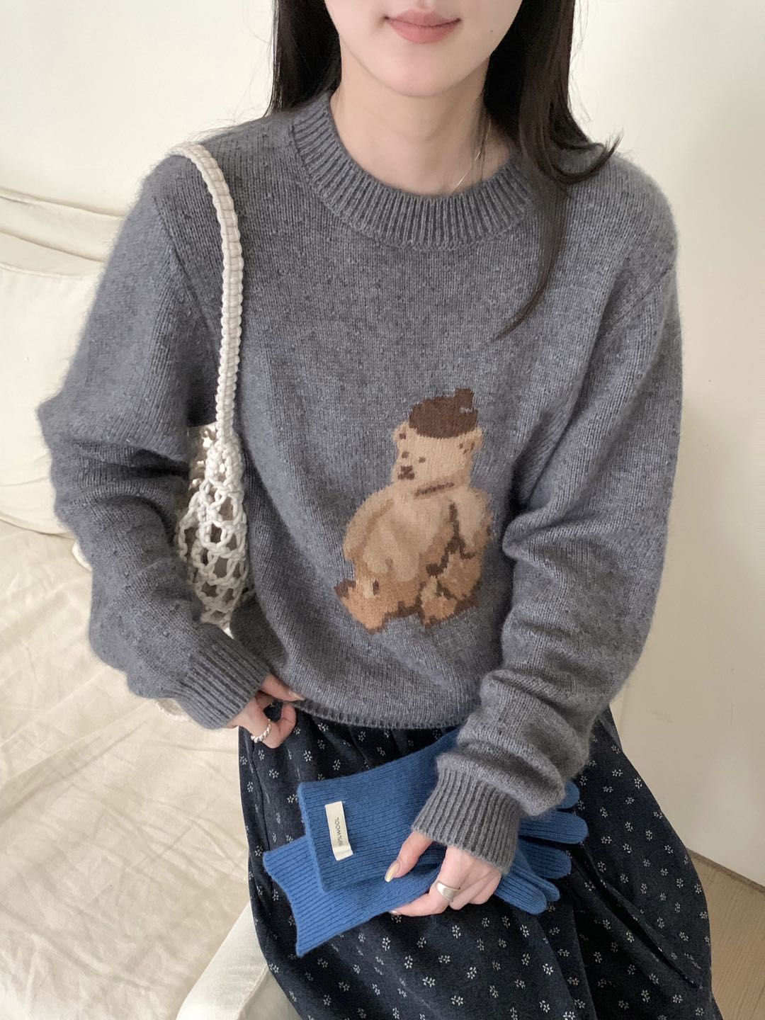 Kelly Designs Full Wool Teddy Bear Knit Sweater (3 Colors)- (Instock)