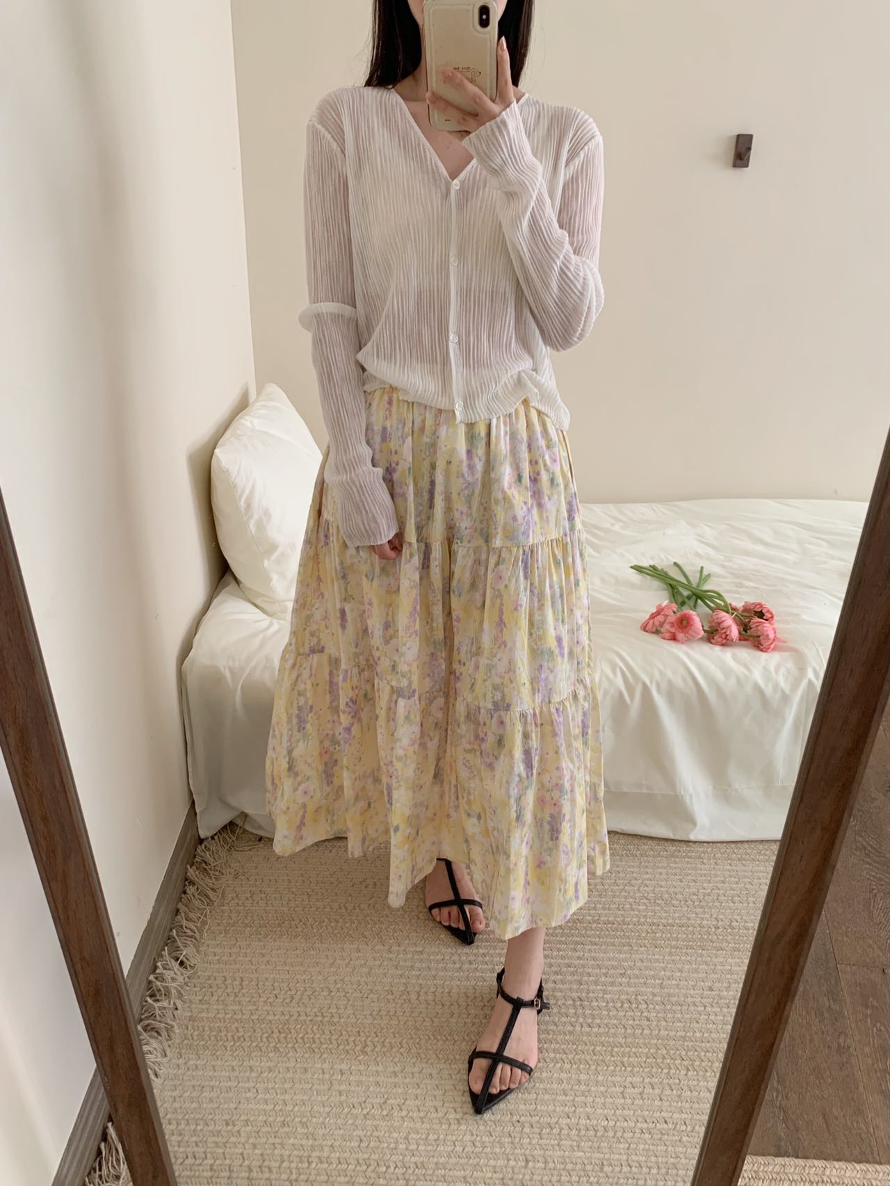 Kelly Designs Combed Cotton Printed Yellow Skirt (Instock)