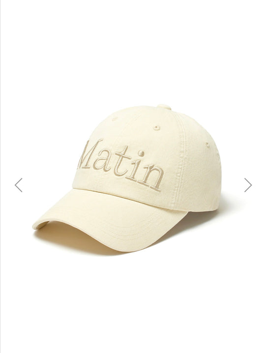 MATIN KIM MATIN LOGO WASHED BALL CAP IN LIGHT BEIGE (Instock)