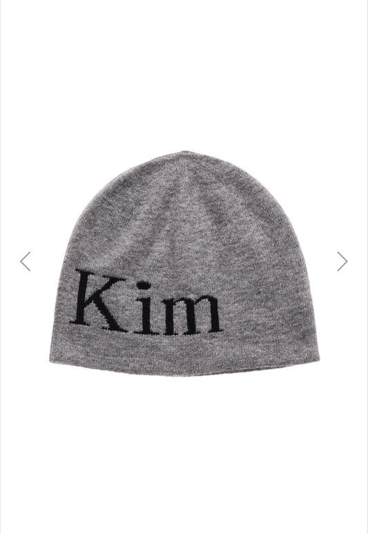 MATIN KIM LOGO JACQUARD SHORT BEANIE IN GREY (Instock)