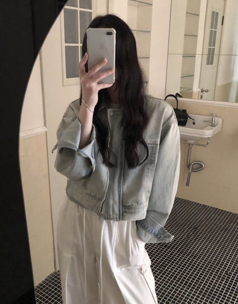 Kelly Designs Two Colors Denim Zipup Jacket (Instock)