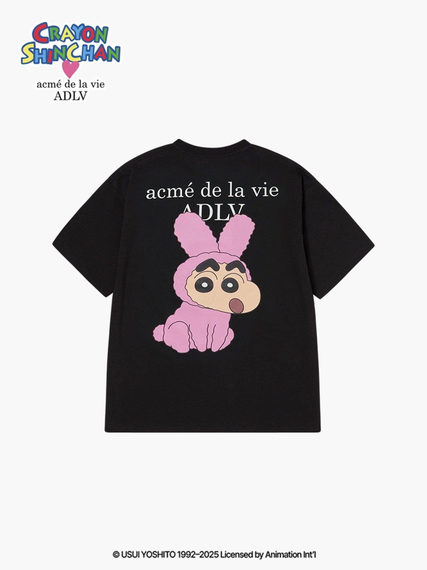 ADLV FUZZY RABBIT SHINCHAN SHORT SLEEVE BLACK T-SHIRT (Instock)