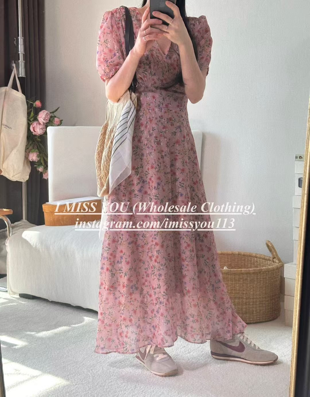 Korean APM Collection I Miss You Pink Flower Dress (Instock)
