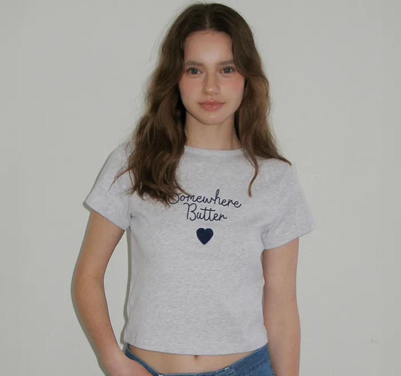 Korean Brand Boucle Heart Logo Top-White Melange (Instock)