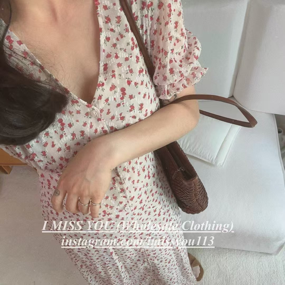 Korean APM Collection I Miss You Red Flower Dress (Instock)