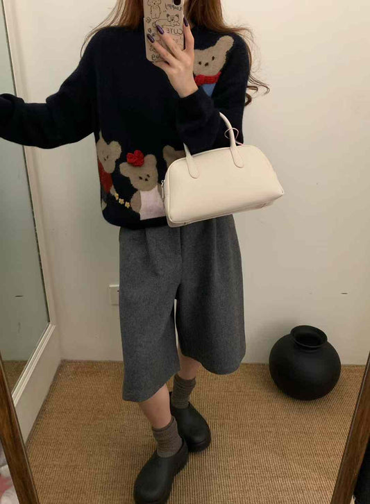 Kelly Designs Bears Wool Handmake Navy Sweatshirt (Instock)