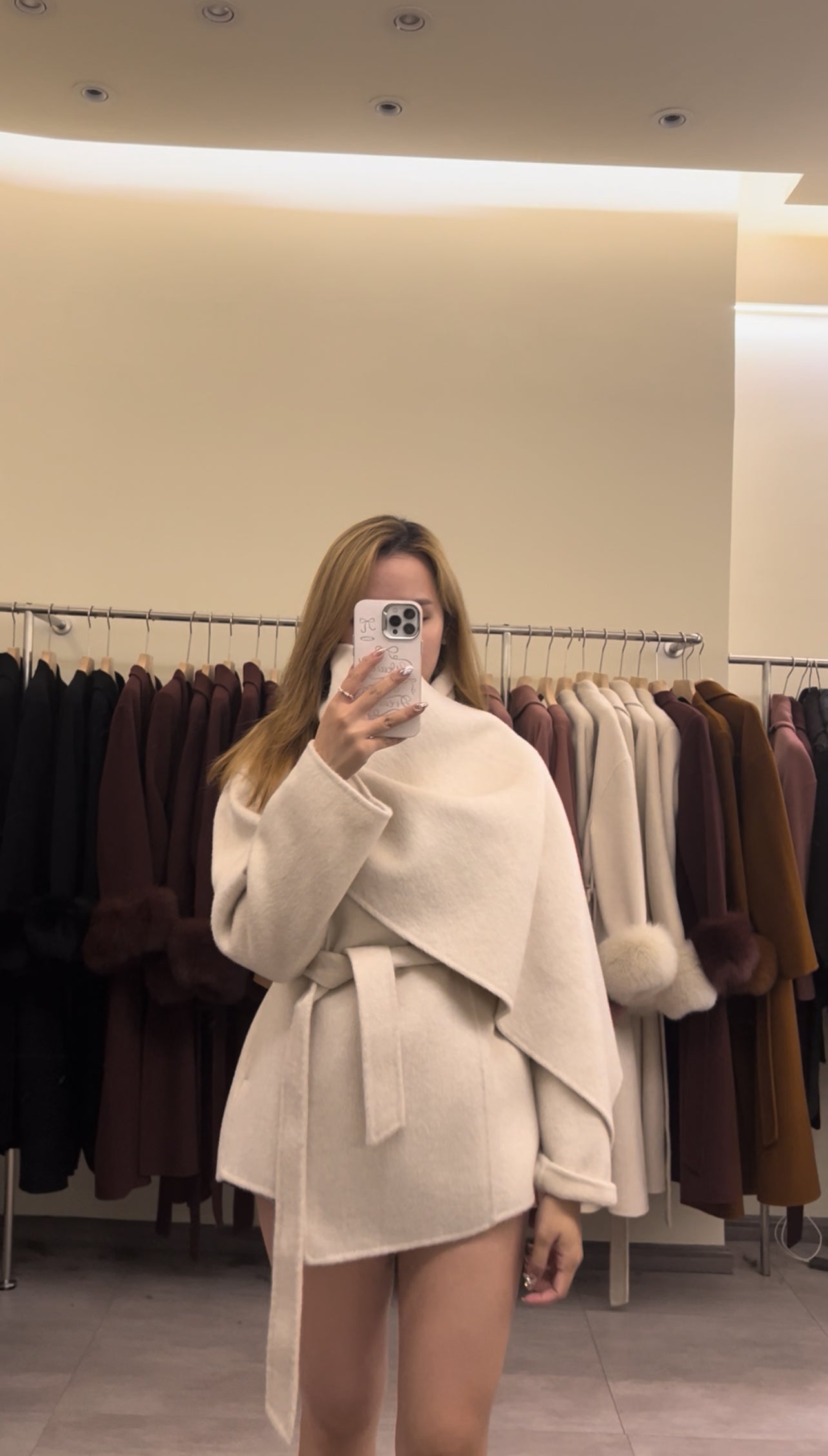 Kelly Designs Wool White Scarf Coat (Instock)