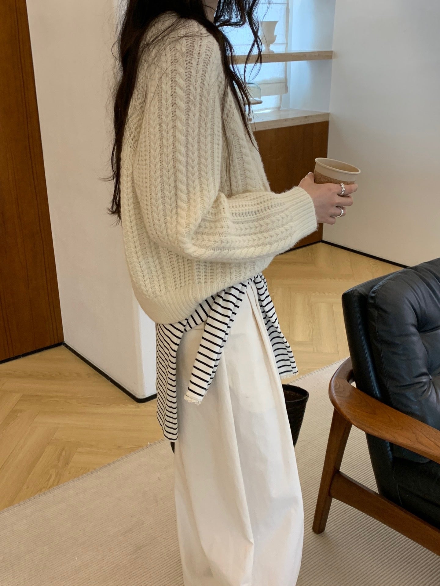 Kelly Designs Round Neck Wool White Sweatshirt (Instock)