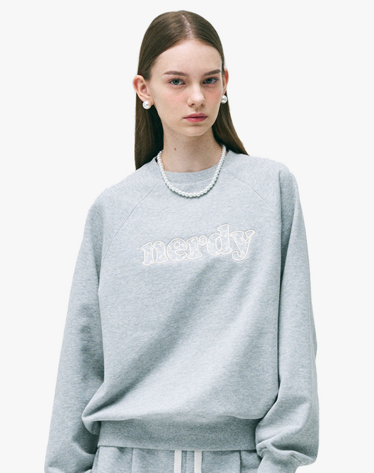 Korean Collection Nerdy Lace applique sweatshirt melangie gray (Instock)