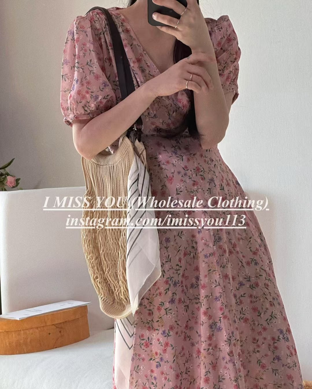 Korean APM Collection I Miss You Pink Flower Dress (Instock)