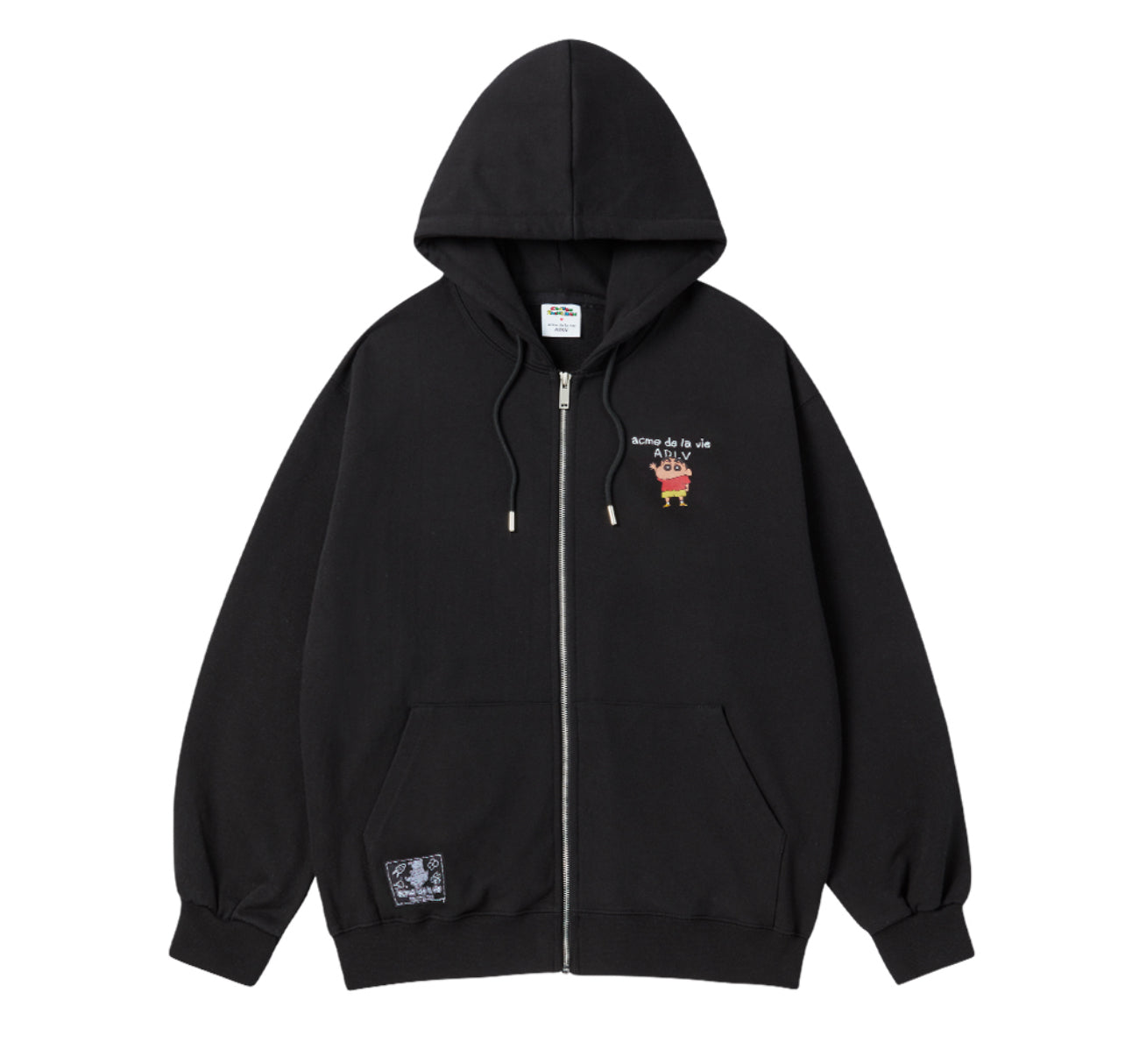 ADLV SHINCHAN BASIC LOGO HOODIE ZIP UP- BLACK (Instock)
