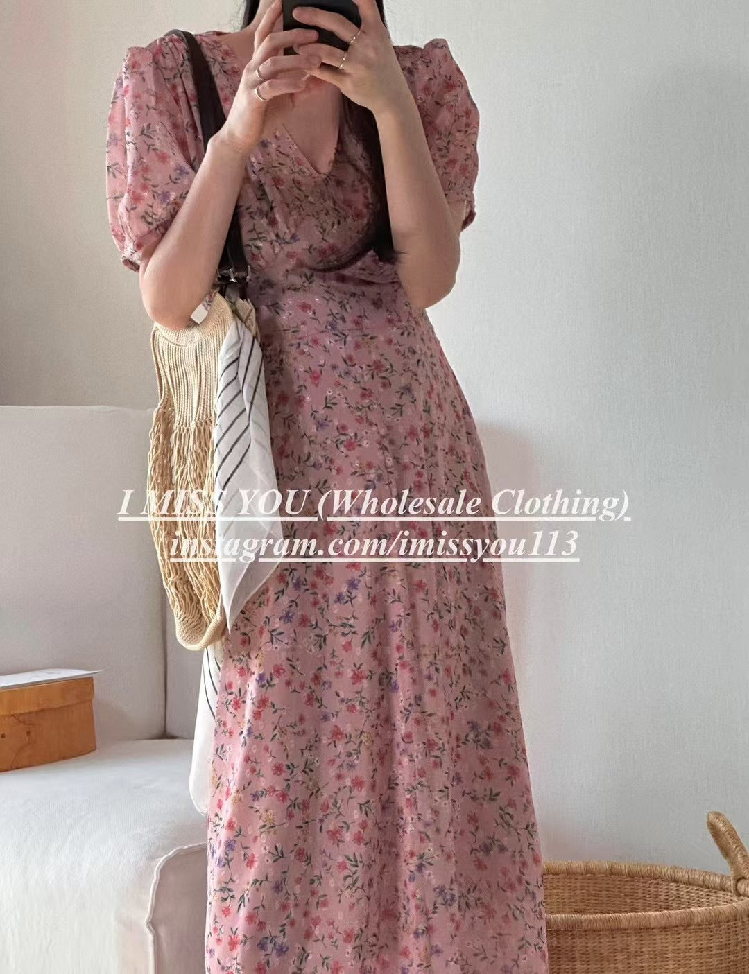 Korean APM Collection I Miss You Pink Flower Dress (Instock)