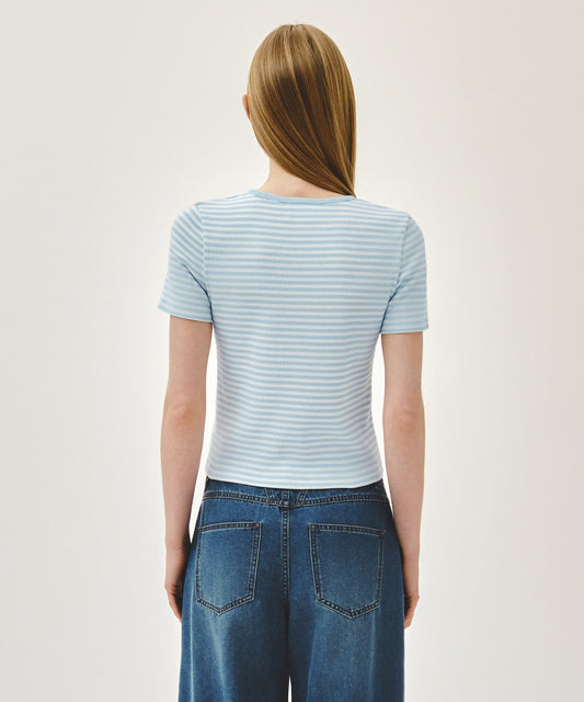 Marithe W DEEP NECK RINGER TEE Sky Blue (Instock)
