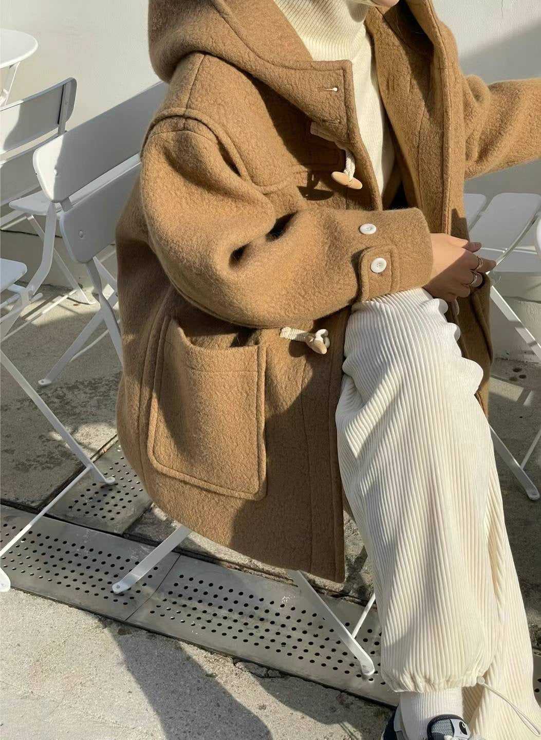 Korean APM Collection The Able Horn Buck Wool Brown Coat (Instock)
