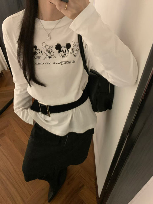 Kelly Designs Brushed Cotton Long-Sleeve Tee – Mickey Mouse Print (Instock)