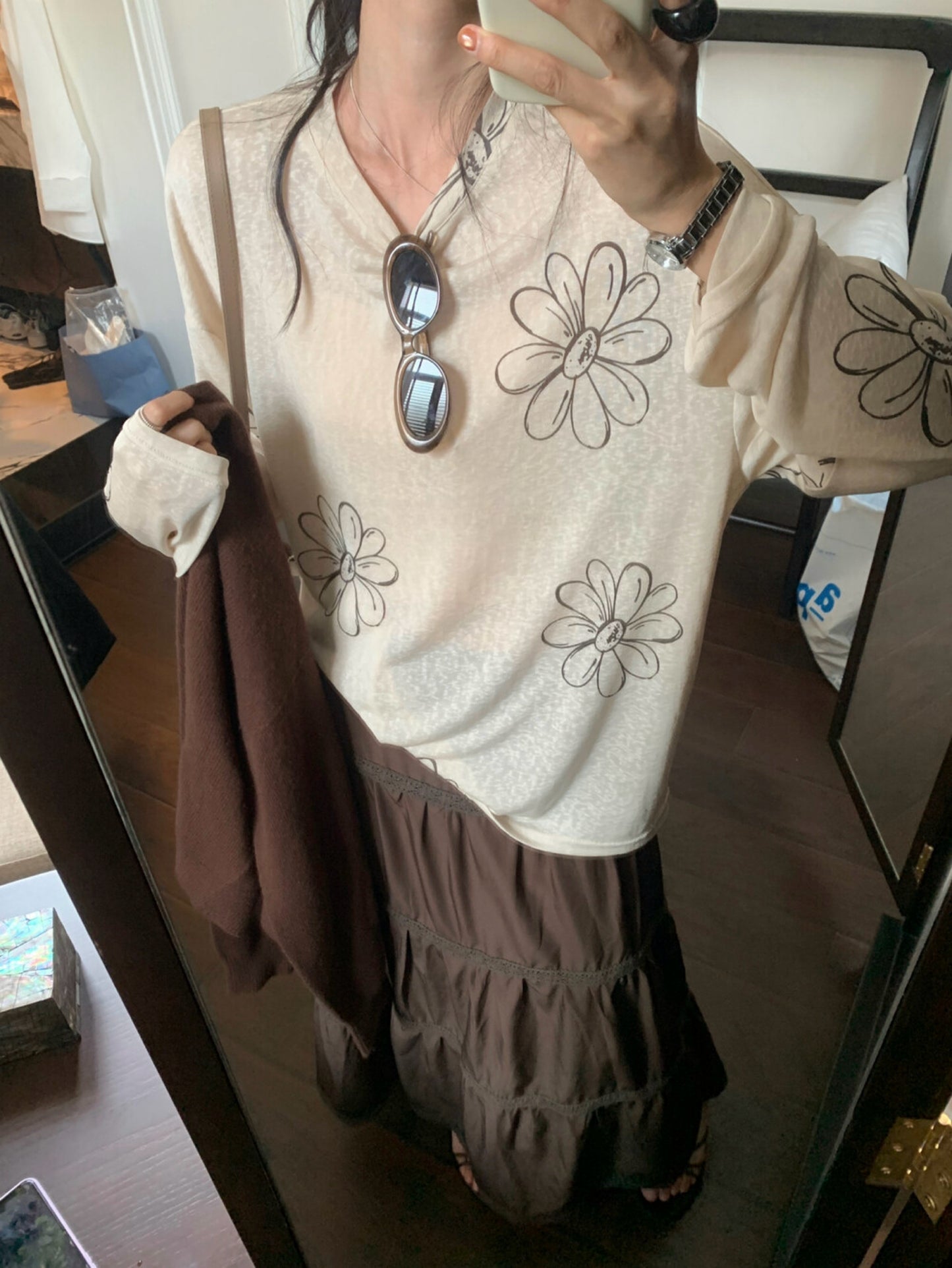Kelly Designs Casual Graphic Sun Shirt – Flowers Long Sleeve (Instock)