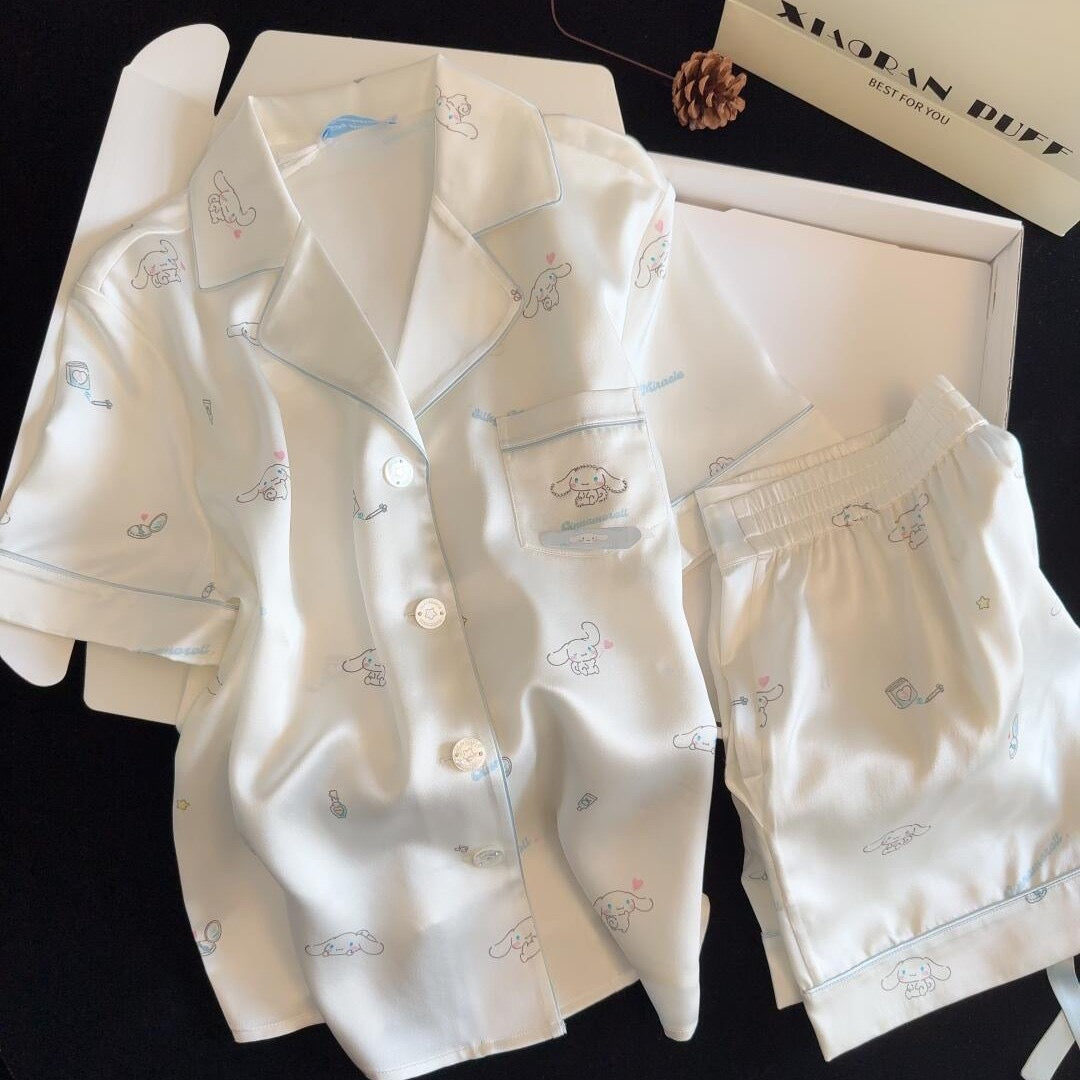 Kelly Designs Cinnamoroll Satin Pajama White Set – Cute & Dreamy Vibes (Instock)
