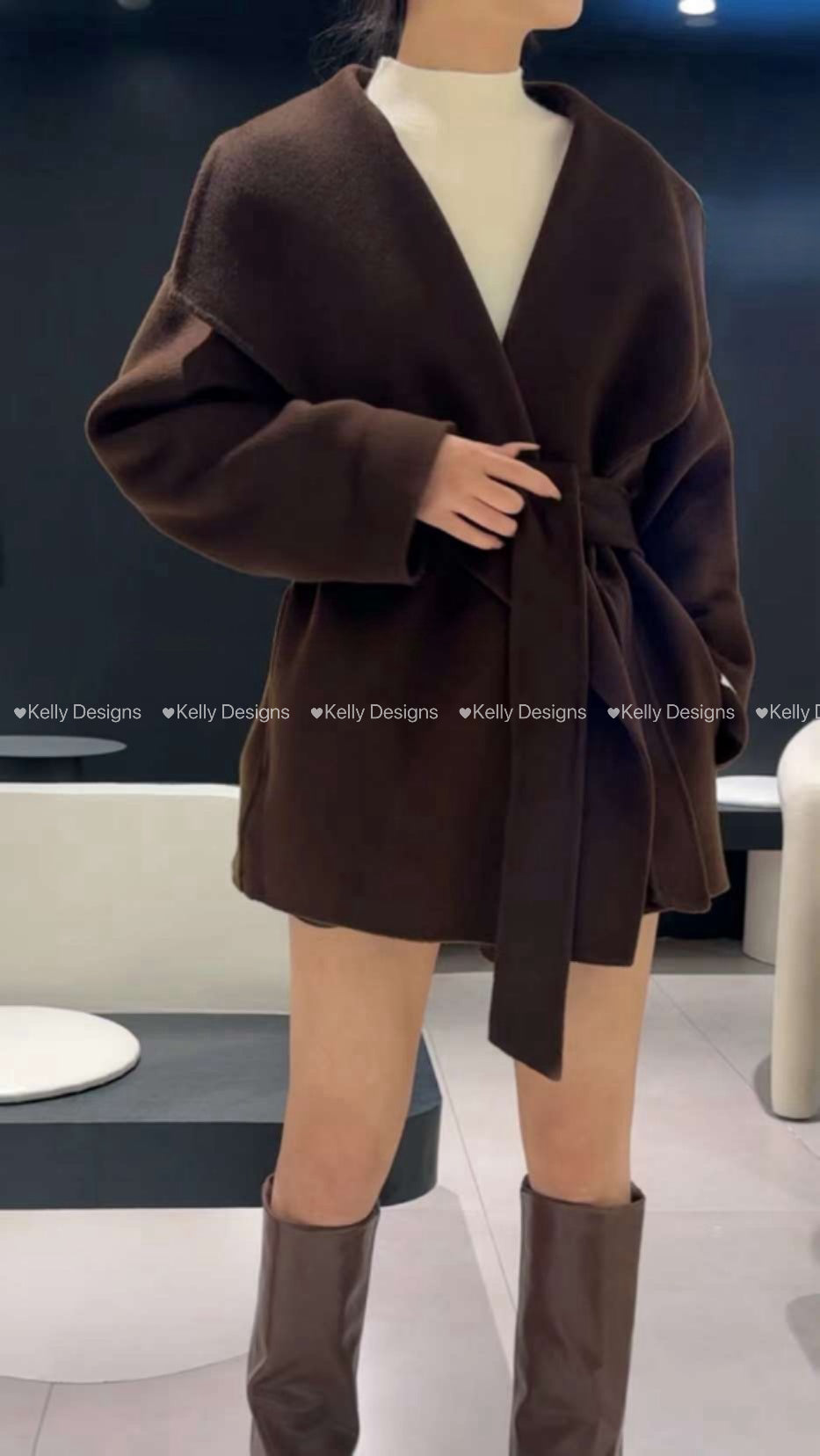 Kelly Designs Brown Sheep Wool Coat (Instock)