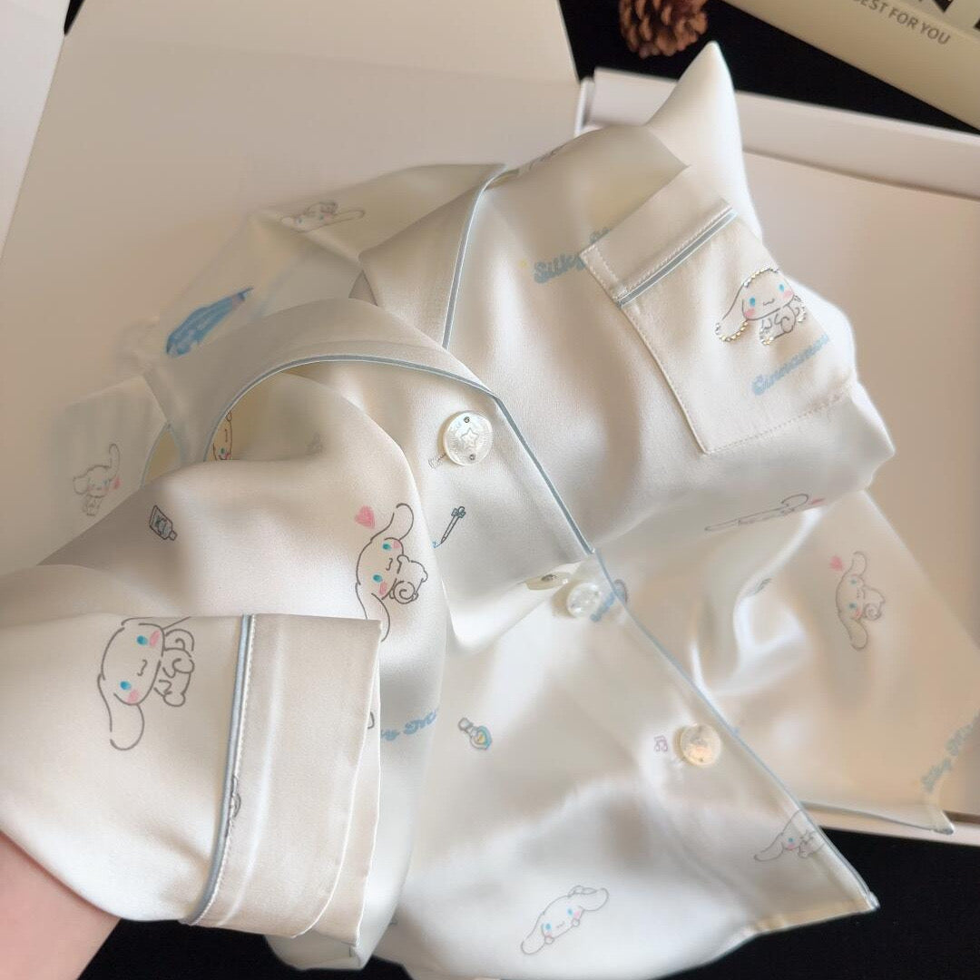 Kelly Designs Cinnamoroll Satin Pajama White Set – Cute & Dreamy Vibes (Instock)