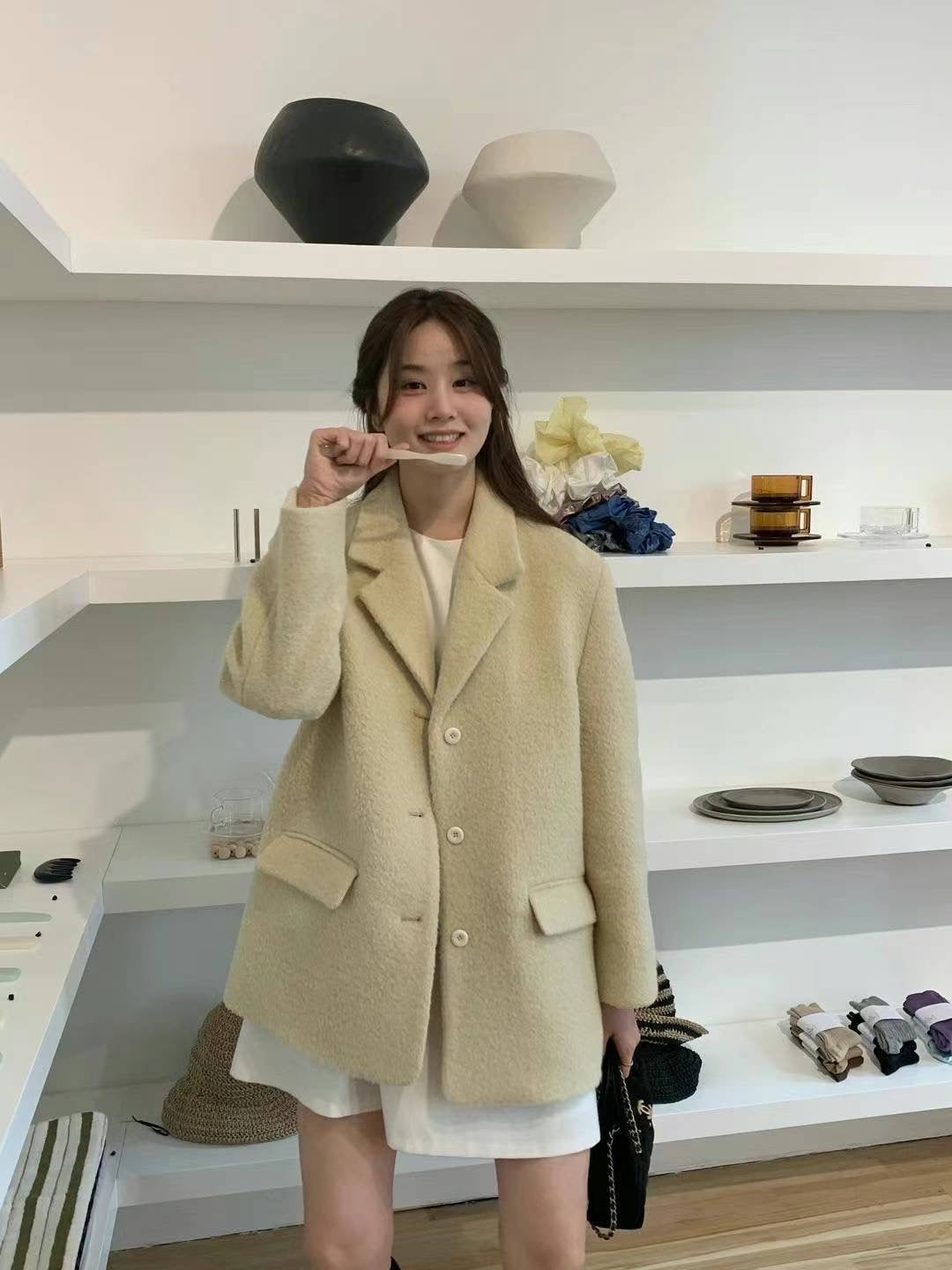 Korean APM Collection Ounce Cream Yellow Coat (Instock)
