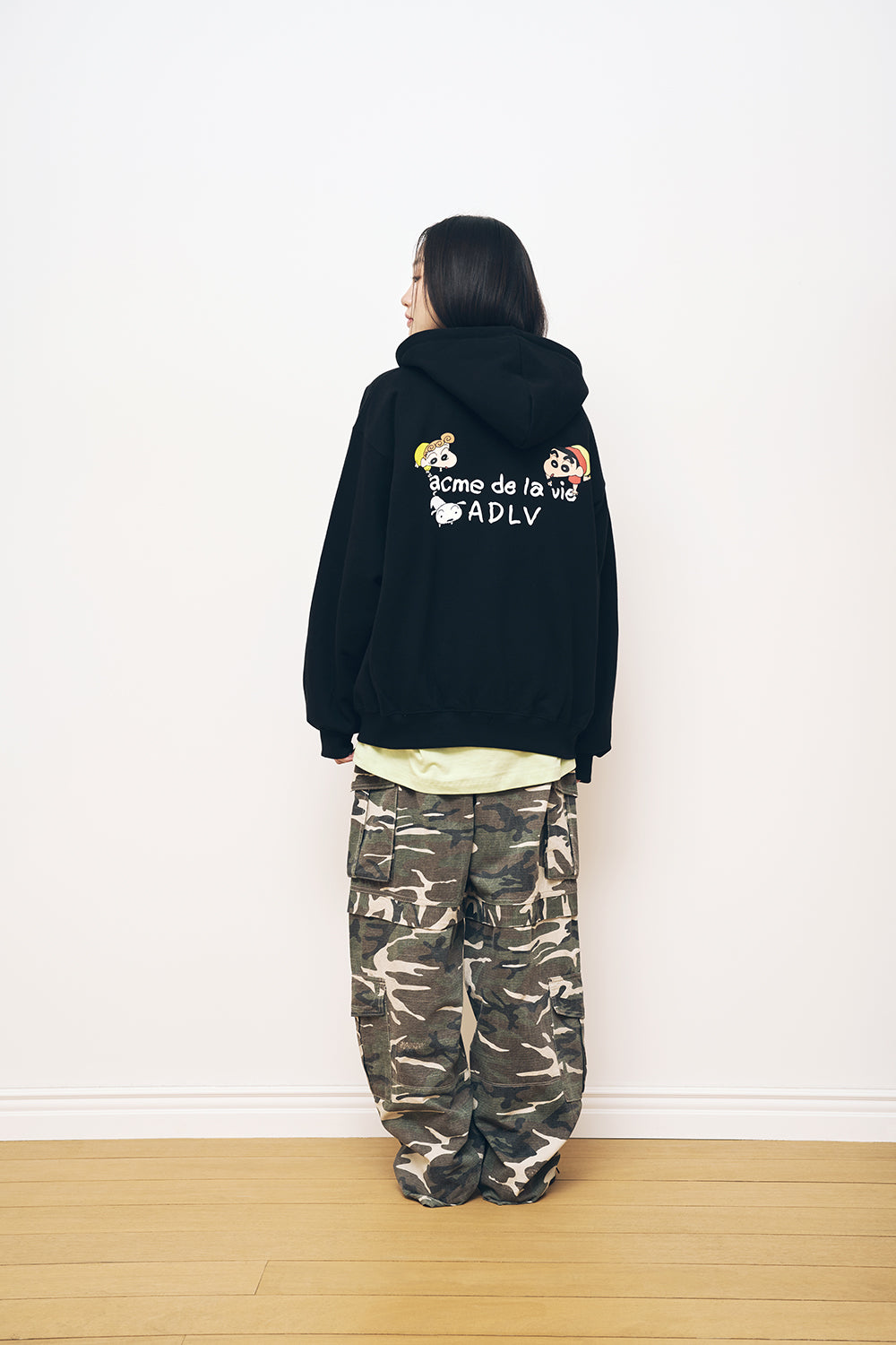 ADLV SHINCHAN BASIC LOGO HOODIE ZIP UP- BLACK (Instock)