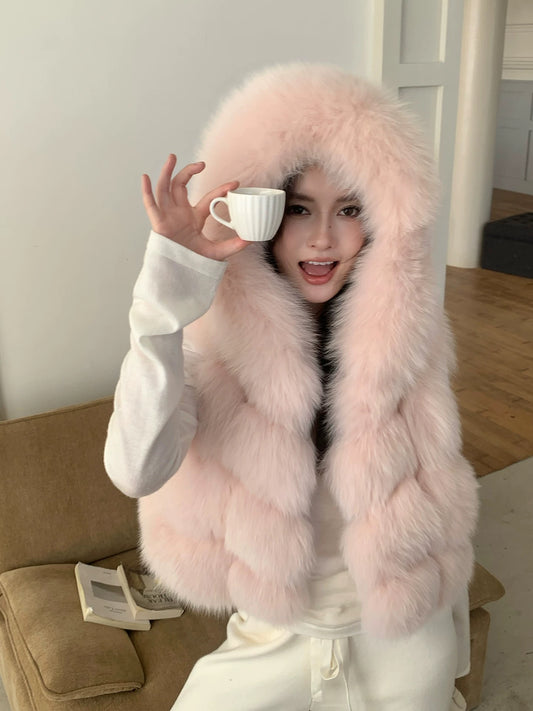 Kelly Designs Fox Fur Vest 4 colors Hoodie Jacket (preorder)