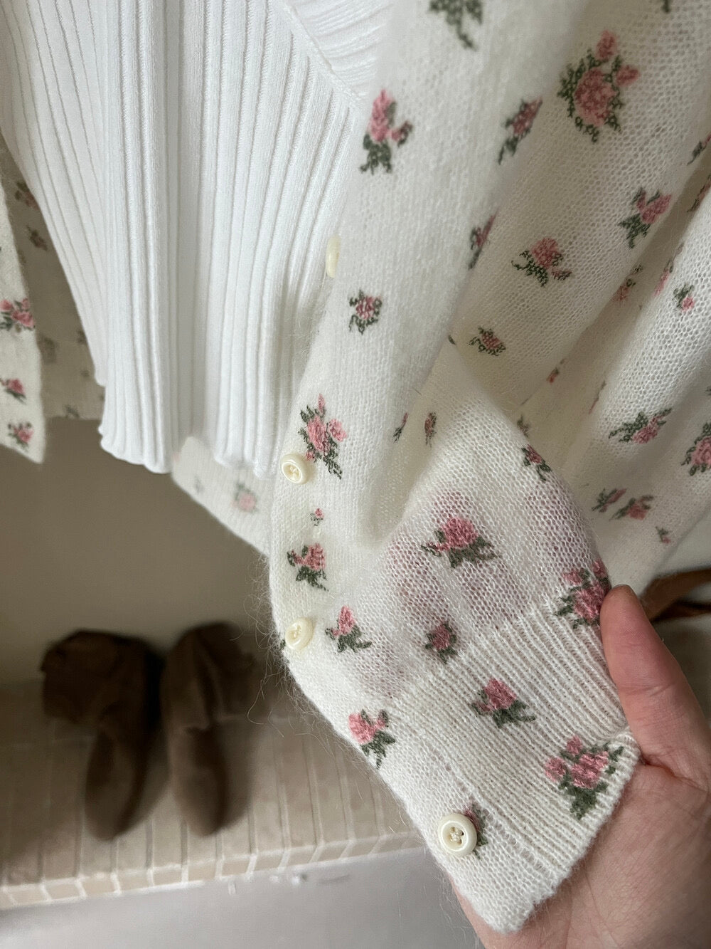 Kelly Designs Floras Beige Mohair Cardigan (Instock)