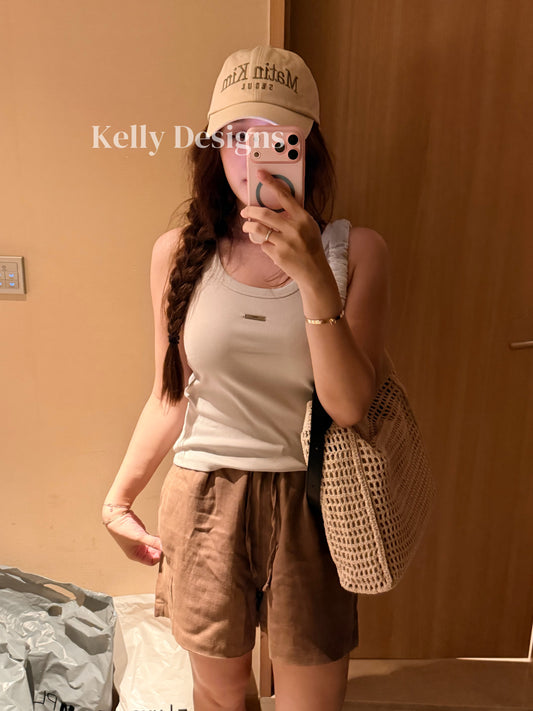 Korean APM Collection U Neck Tank Top-Khaki (Instock)