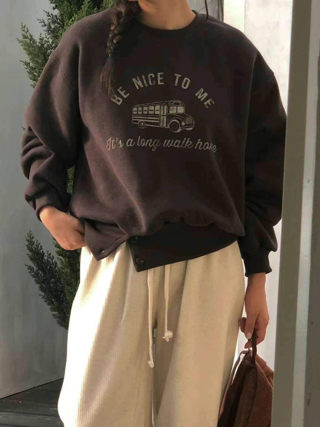 Korean APM Collection Brown Car Napping Sweatshirt (Instock)