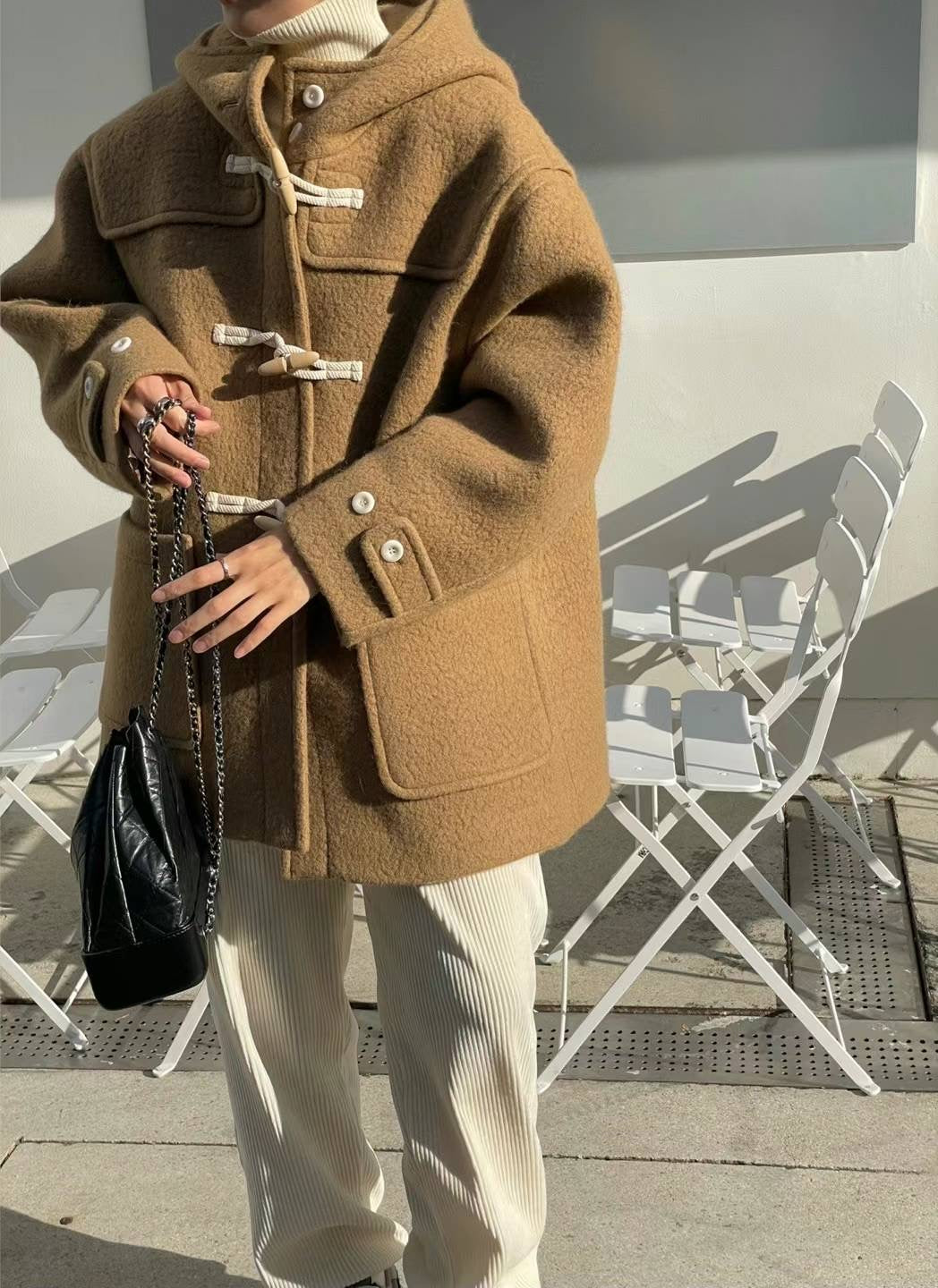 Korean APM Collection The Able Horn Buck Wool Brown Coat (Instock)