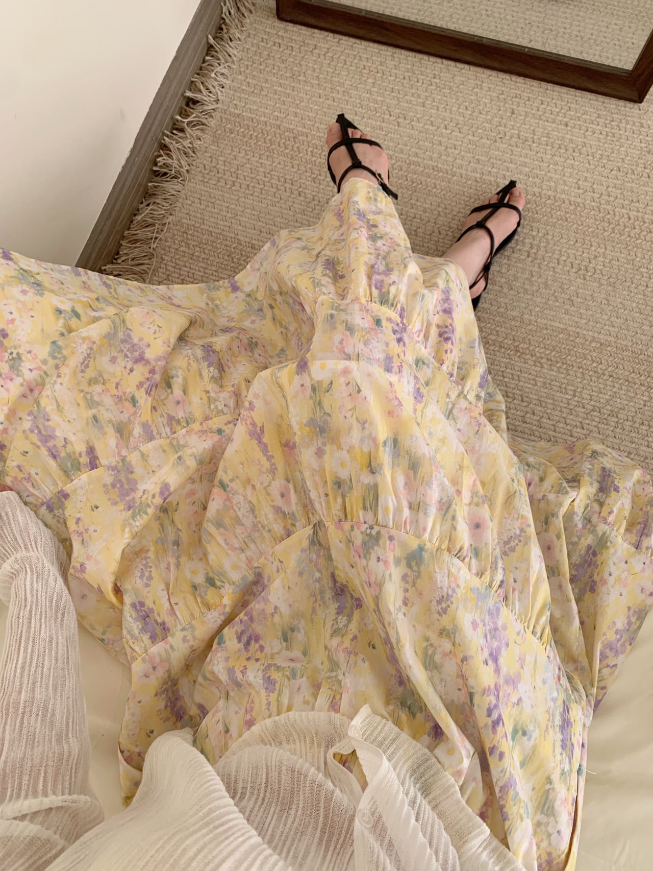 Kelly Designs Combed Cotton Printed Yellow Skirt (Instock)