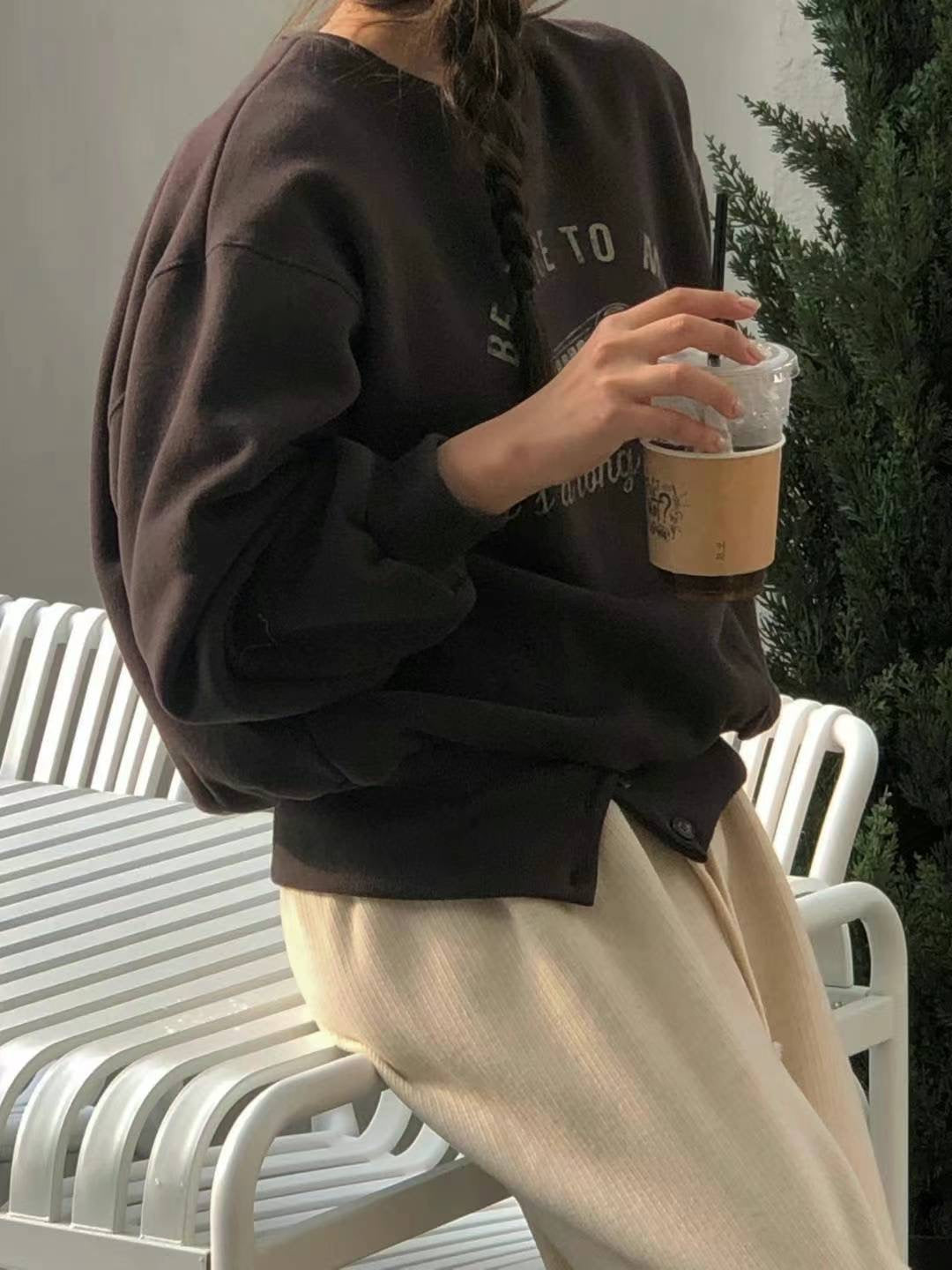 Korean APM Collection Brown Car Napping Sweatshirt (Instock)