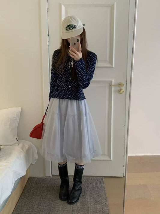 Kelly Designs Floral Knit Navy Cardigan (Instock)