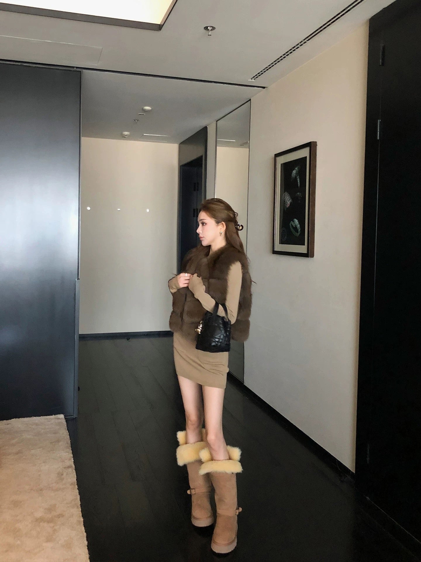 Kelly Designs Fox Fur Vest Brown Jacket (Instock)