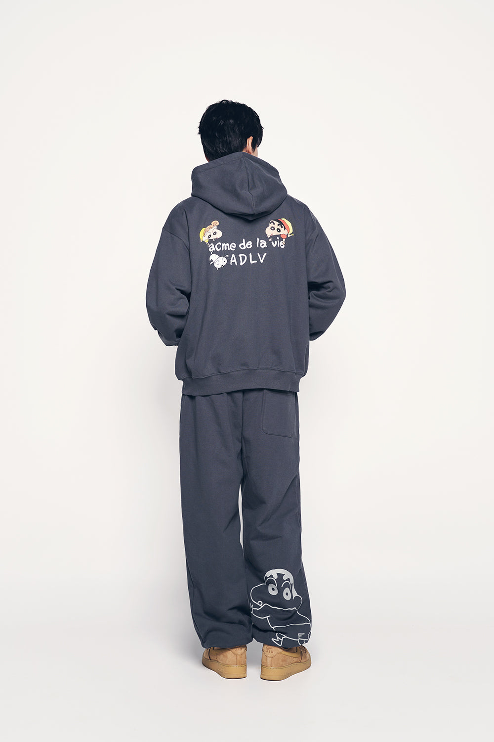 ADLV SHINCHAN BASIC LOGO HOODIE ZIP UP- Dark Grey (Instock)