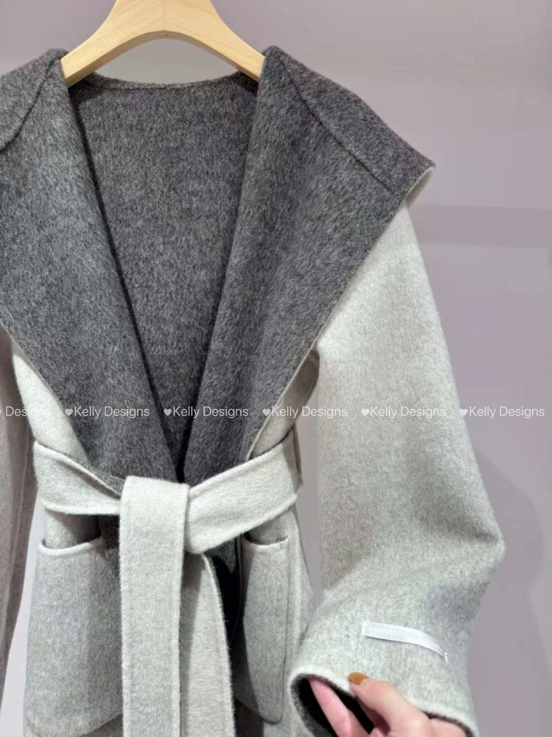 Kelly Designs Two Face Wearing - Gradient Hoodie Wool&Cashmere Coat (Instock)