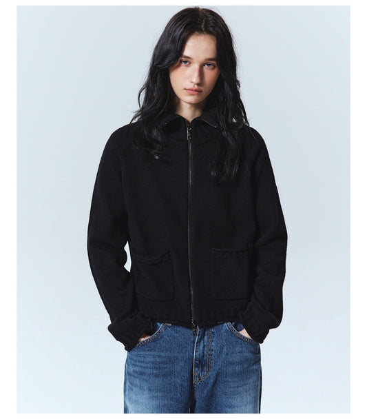 Korean Collection Nick Nicole Jaquard Knit Cardigan-Black (Instock)