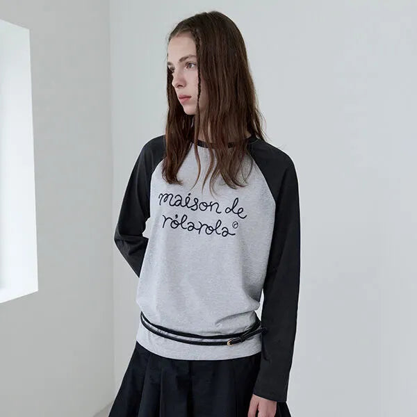 Korean Collection Rolarola Raglan T-Shirt GR+BK (Instock)