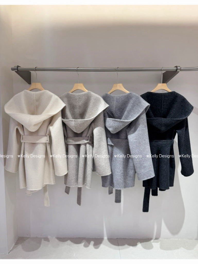 Kelly Designs short hooded wool coat (Instock)