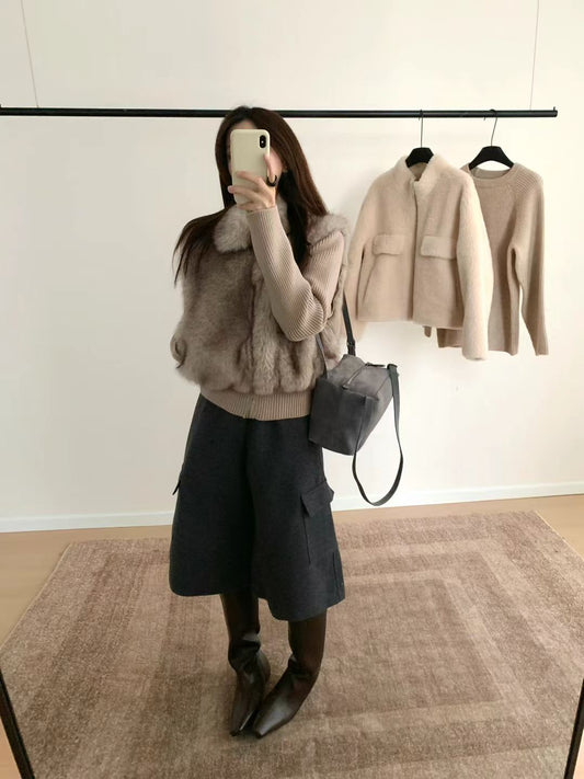 Kelly Designs Eco-Fur Jacket with Detachable Sleeves|2-Way Short Faux Fur Coat (Instock)