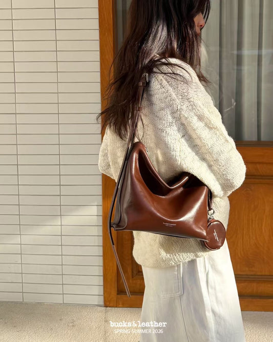 Korean APM Collection BUCKS&LEATHER Camel Leather Bag (Instock)