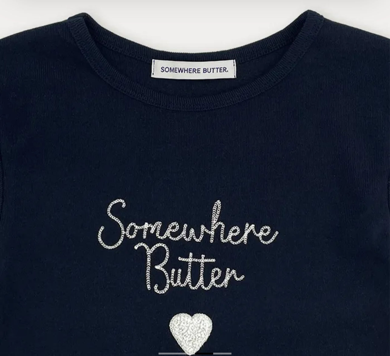 Korean Brand Boucle Heart Logo Top-Navy (Instock)