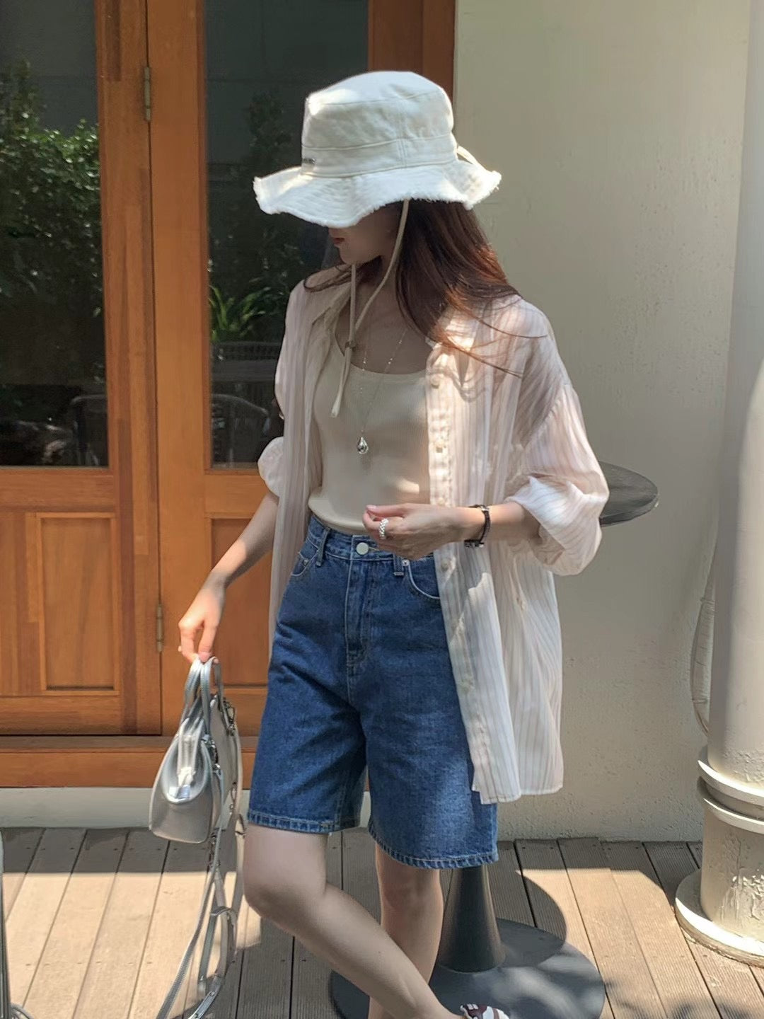 Korean APM Collection Stripe Beige Blouse (Instock)