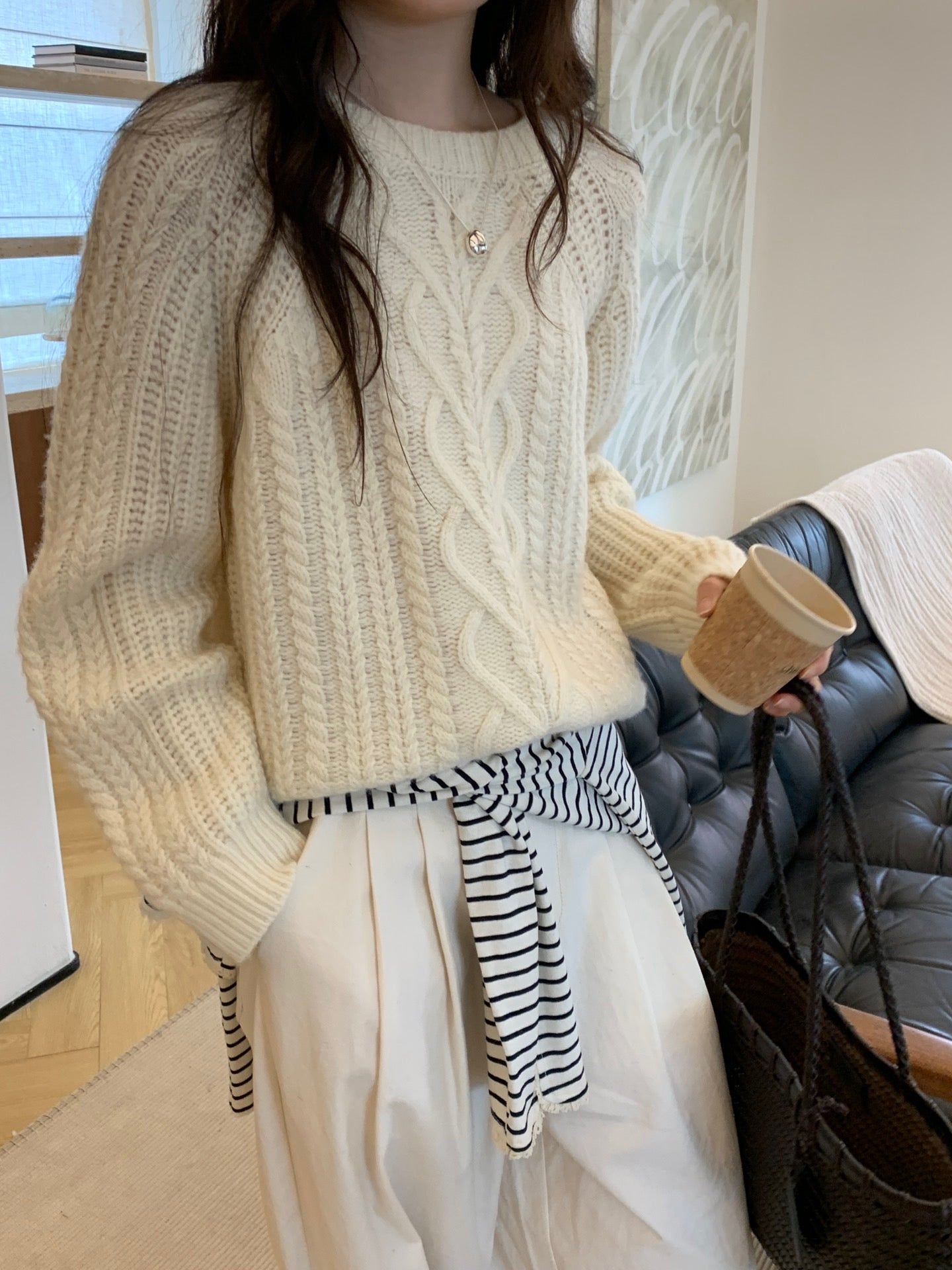 Kelly Designs Round Neck Wool White Sweatshirt (Instock)
