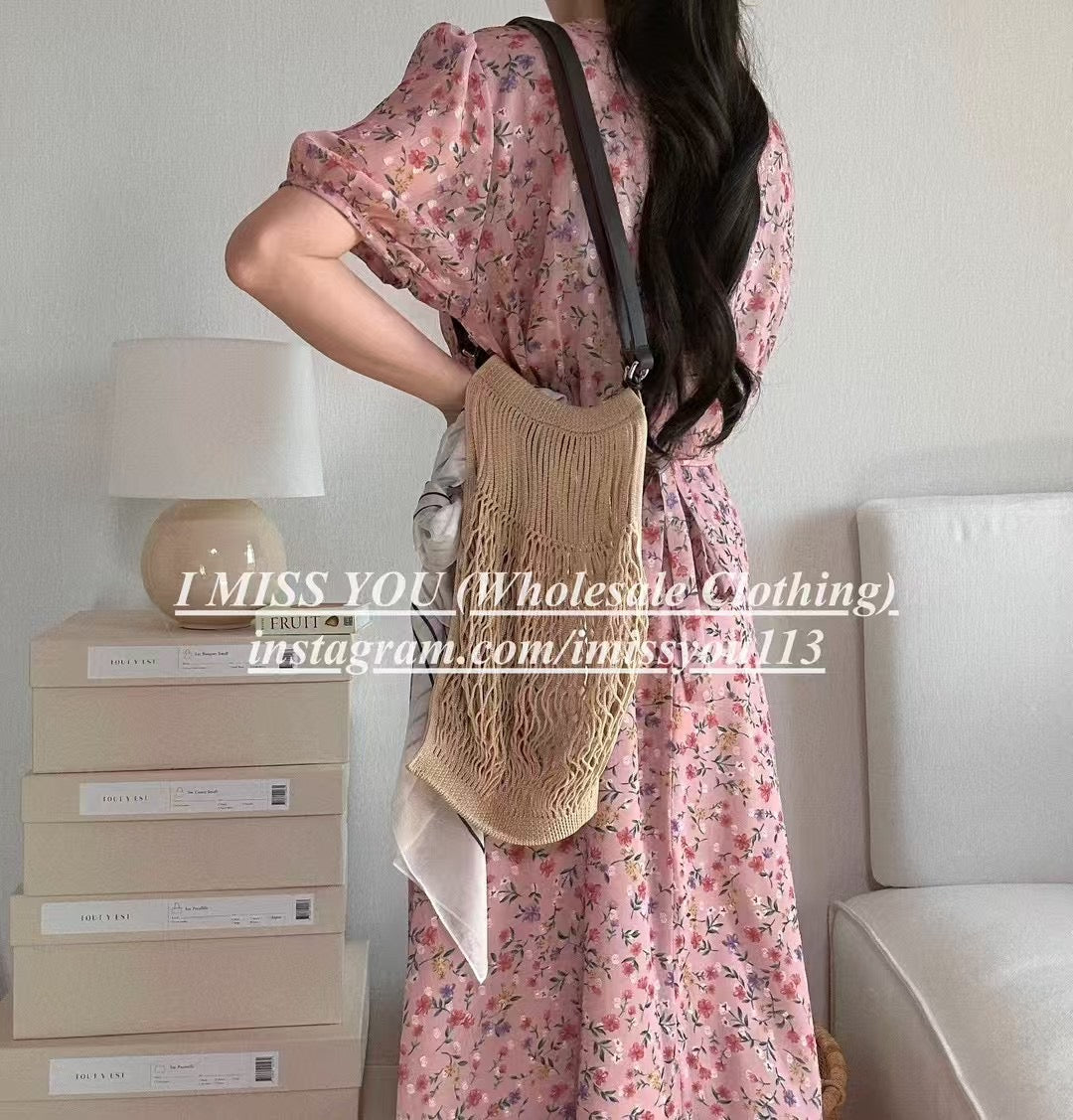 Korean APM Collection I Miss You Pink Flower Dress (Instock)