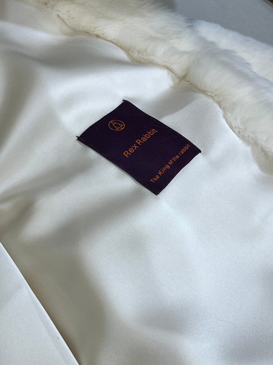 Kelly Designs Imported Rex Rabbit Fur Jacket – Ivory White | New Year Rabbit (Instock)
