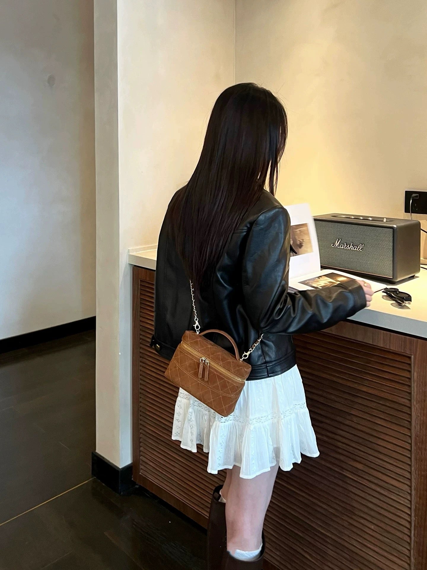 Kelly Designs Leather Shearling Handle Bag-Two Colors (Instock)