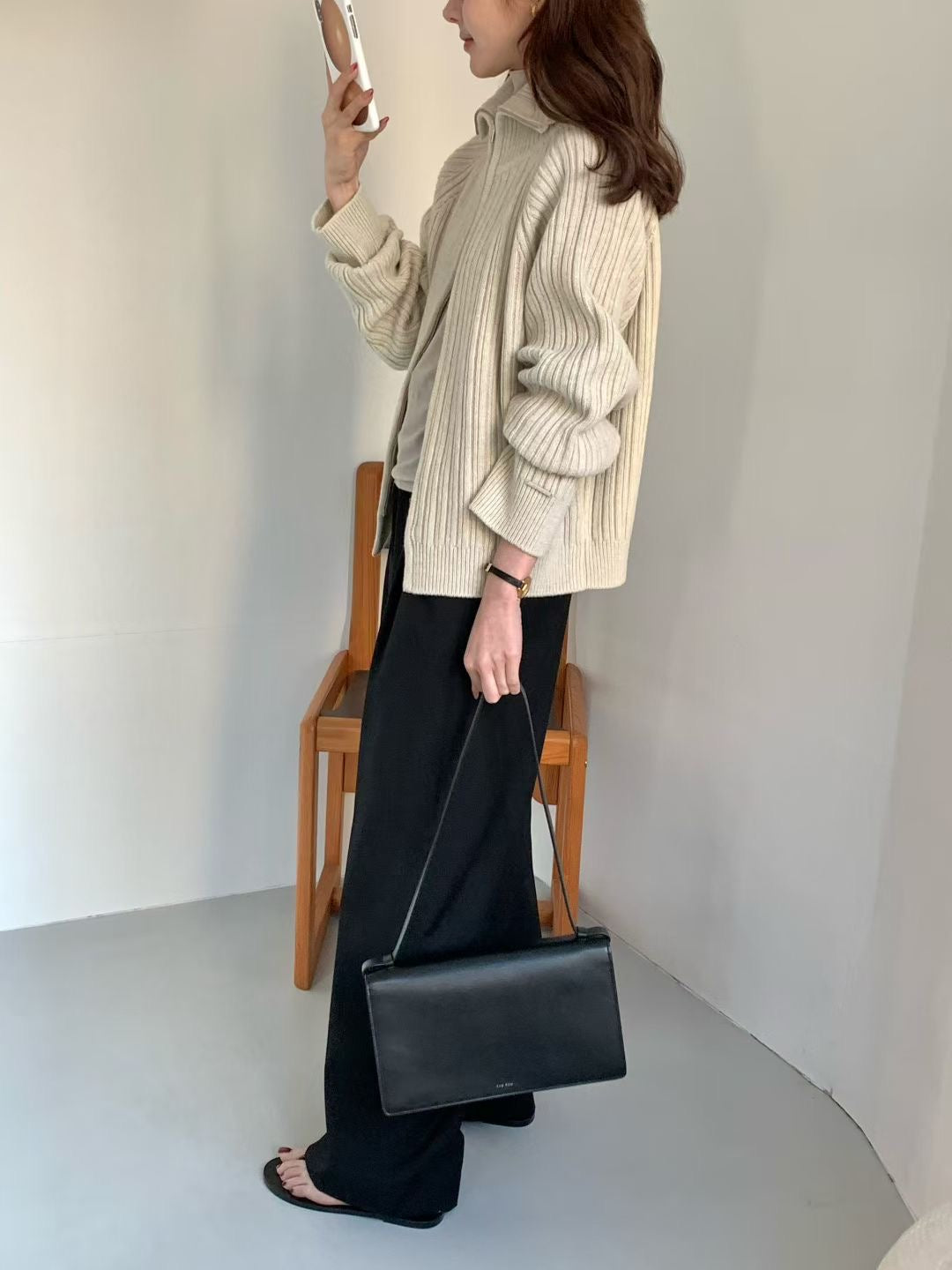 Korean APM Collection EGG SUPER FINE MERINO WOOL Zip Up Cardigan (Instock)